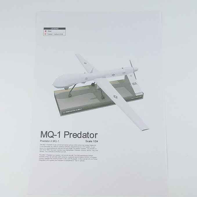 1/32 MQ-9 Reaper Reconnaissance Aircraft Drone Aircraft Model Kit, DIY Paper Model Building Set Handmade Military Collection