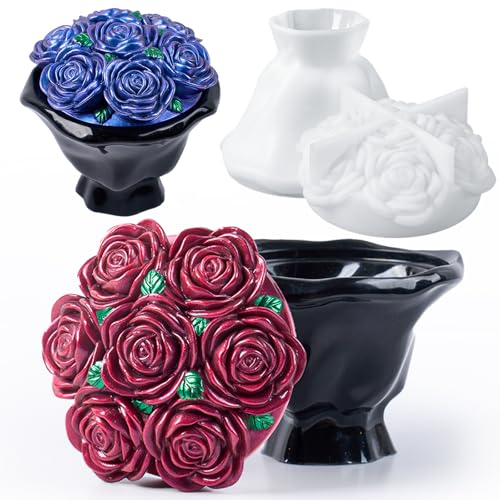 Rose Jar Resin Mold with Lid