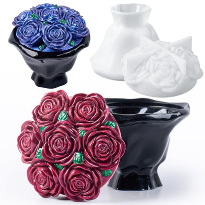 Rose Jar Resin Mold with Lid