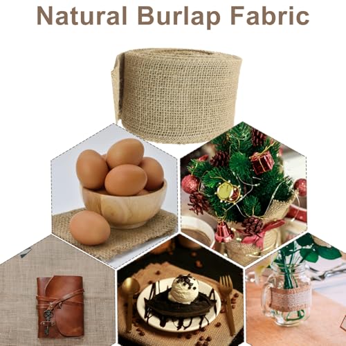 3" Wide Natural Burlap Fabric Roll