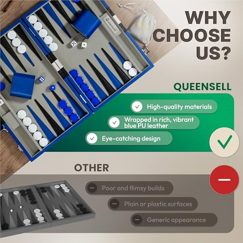 Large Blue Backgammon Sets for Adults
