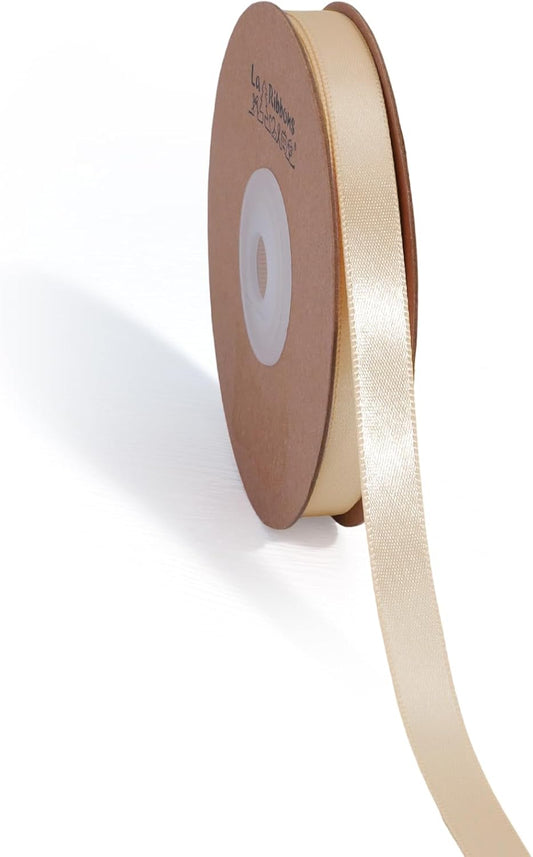 LaRibbons Nude Satin Ribbon 3/8 Inch 50 Yards Thin Luxury Double Faced Ivory Silk Ribbon for Flower Bouquet Crafts Gift Wrapping Wedding Bow Christmas Decoration - Crafty Corner