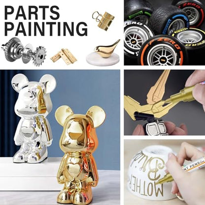 4 Gold Silver Oil Based Paint Pens