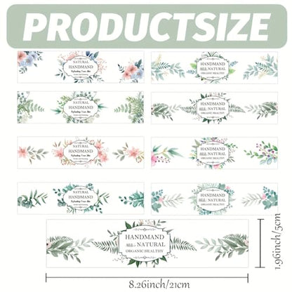 80Pcs Eucalyptus Leaves Soap Wrapper 8 Style Flower Wrap Tape for Homemade Soap (120 Count)