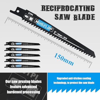 5Pack 6inch 6TPI Woodcutting Reciprocating Saw Blades Set (5 Count)