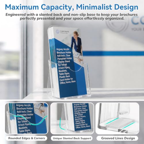 Clear 4x9 Trifold Brochure Holder (6 Count)