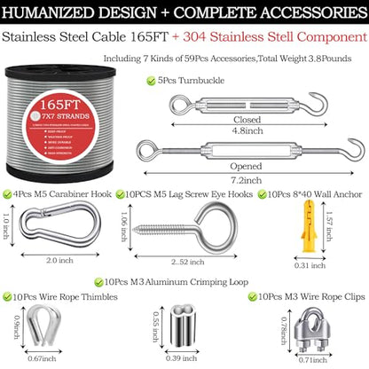 165FT Steel Cable Kit