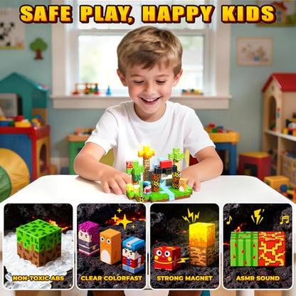 208PCS Light Up Magnetic Blocks (208 Count)