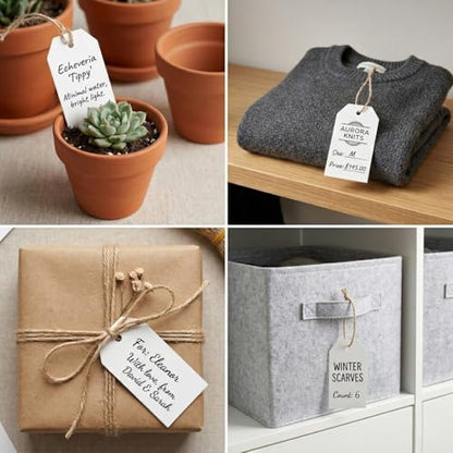 200 PCS Paper Gift Tags with Free 200 PCS Cotton Strings (200 Count)