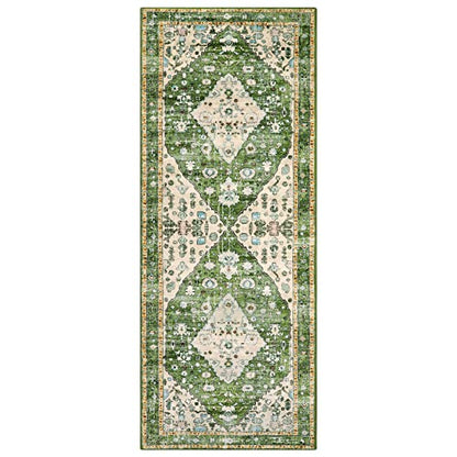 Felice Boho Runner Rugs 2x5 Green Kitchen Runner Rugs Non Skid Washable