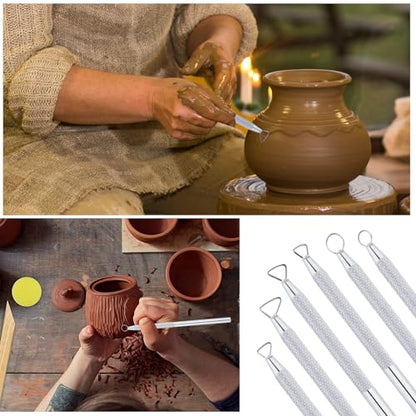 6Pcs Clay Tools Pottery Tools Clay Sculpting Tools Mini Ribbon Cutter Metal Tools Set Carving Art Polymer Clay Tools (6 Count)
