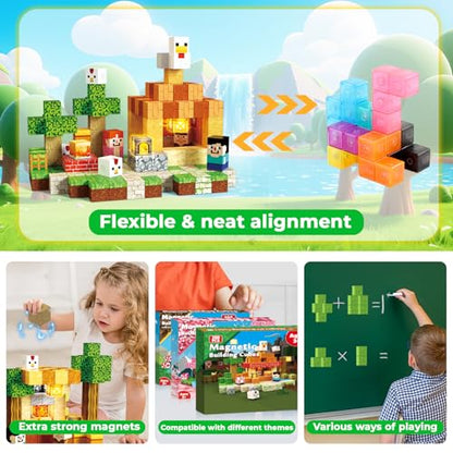 200PCS Magnetic Blocks with Light
