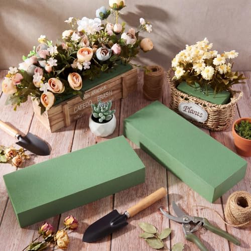 8 Pcs Green Reusable Floral Foam Blocks Water Weather Resistant Dry Floral Foam for Artificial Flower Arrangements Outdoor Hanging Florist Plant Bases for DIY Wedding