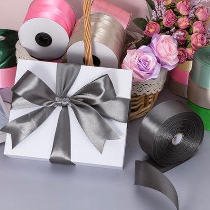 1 1 2 Inch Steel Gray Solid Satin Ribbon for Gift Wrapping