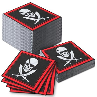 60 Pcs Pirate Napkins 6.5 x 6.5 Inches Pirate Party Decorations (60 Count)