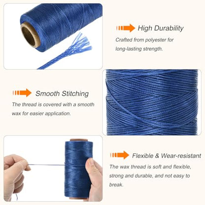 Waxed Thread 197 Yard 1mm 210D Flat Wax Thread Polyester Waxed String for Leather Sewing Hand Weaving Book Binding Home Decoration