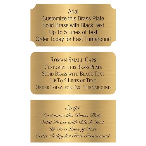 Personalized Custom Brushed Gold Solid Brass Plate (4 Count)
