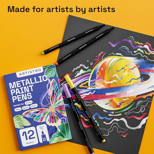 12 Metallic Paint Pens for Glass Marking (12 Count)