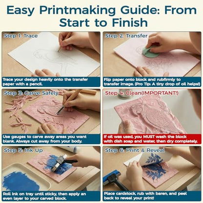 47 Pcs Linocut Kit for Printmaking