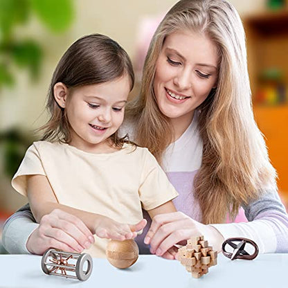 Wooden and Metal Puzzles Gift for Kids (4 Count)
