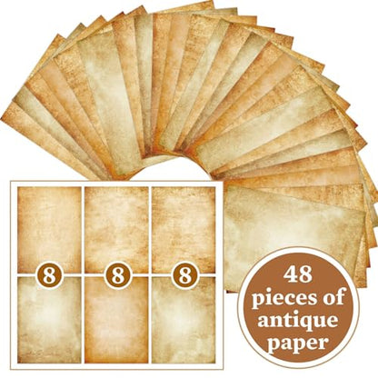 48 Sheets Vintage A4 Aged Parchment Paper
