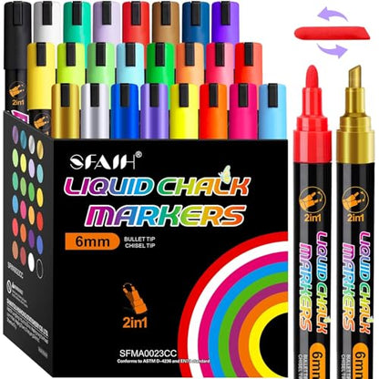 Liquid Chalk Markers for Blackboard Glass (24 Count)