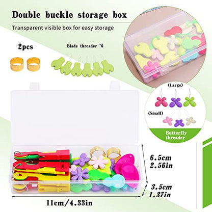 51Pcs Needle Threader Tool Set 9 Types Needle Threader with Thimbles