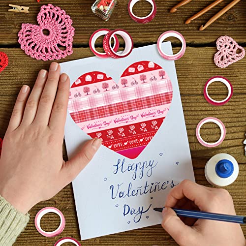 12 Rolls Valentine Washi Tape Red Pink Heart Gnome Love Masking Tape for Wedding Scrapbook DIY Craft Gift Wrapping (196.8 Foot)