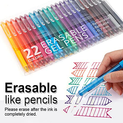 22 Colors Retractable Erasable Gel Pens Clicker (22 Count)