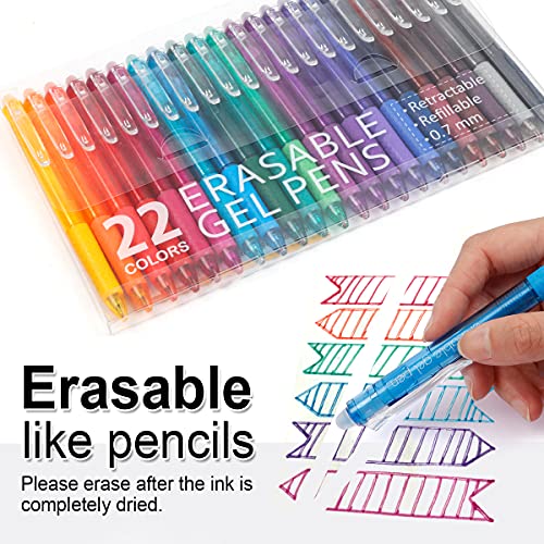 22 Colors Retractable Erasable Gel Pens Clicker (22 Count)