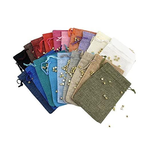 Pack of 20 Burlap Gift Bags with Drawstring Linen Jewelry Pouches Wedding Hessian Jute Bags for Birthday Jewelry and Treat Pouches Party Wedding Favors Gift Art and DIY Craft