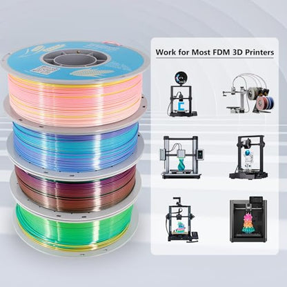 Silk Rainbow PLA 3D Printer Filament (4 Count)