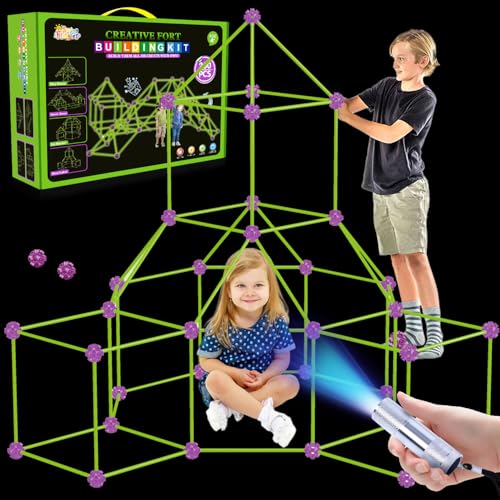 Glow In The Dark Fort Building Kit for Kids (200 Count)