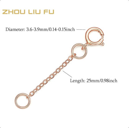 ZHOU LIU FU 18K/750 Real Rose Gold Extender for Necklace Bracelet Anklet Extenders for Jewelry Gold Extension for Women Men Durable Adjustable Chain Accessories 0.98Inch/2.5cm C218900