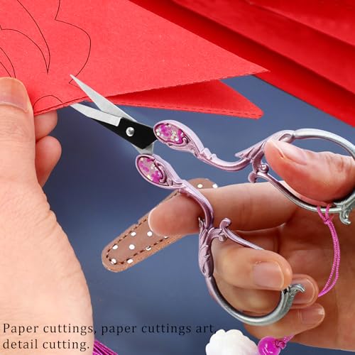 Cross Stitch Scissors Sharp Stainless Steel Dressmaker Scissor with Cover Tassel Vintage Needlework Shears for Embroidery Sewing Machine Needlework Beading DIY Threading