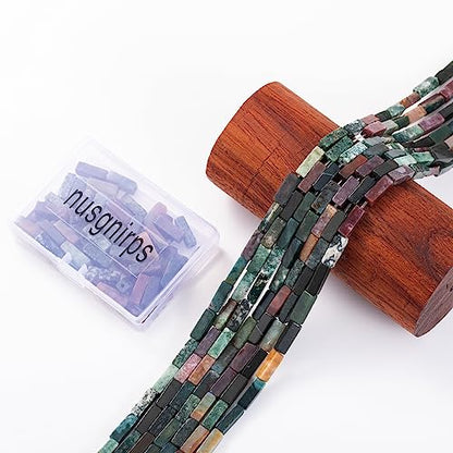 Natural Indian Agate Rectangle Tube Beads 4x13mm 38cm (28 Count)