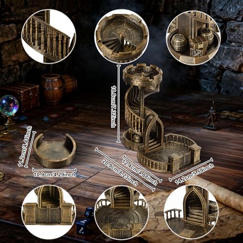 Dice Rolling Tower and Tray Retro Castle Mold Color for Tabletop Games