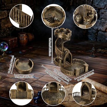 Dice Rolling Tower and Tray Retro Castle Mold Color for Tabletop Games