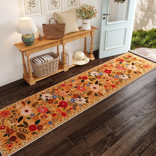 Runners for Hallways Kitchen Runner Rug Non Slip 2'x10' Long Washable Rugs with Rubber Backing Soft Floral Carpet Runner for Hallways
