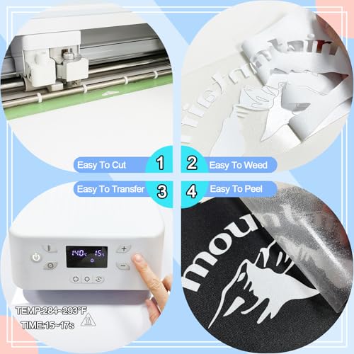 White Glitter HTV Heat Transfer Vinyl 12x6FT Glitter Iron on Vinyl for T Shirts Easy Cut Weed HTV Compatible with Cricut All Cutters White Glitter Heat Transfer Vinyl