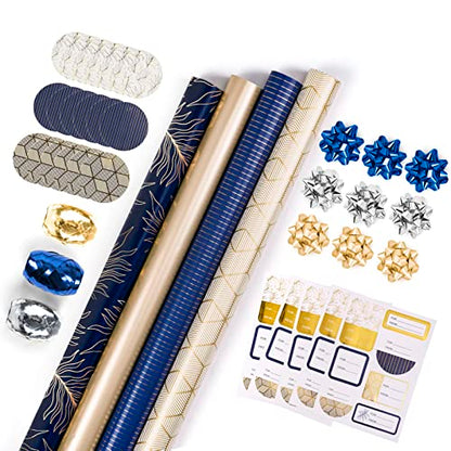 Navy Wrapping Paper Set
