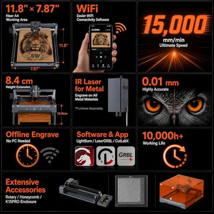 K15 Pro 7w Laser Engraving Machine with App Control