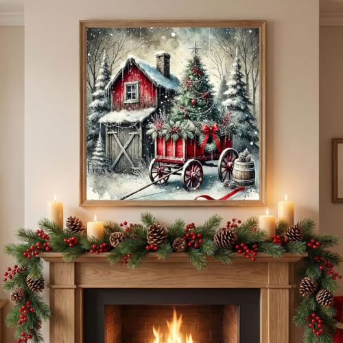 Christmas House Stamped Cross Stitch Kits for Beginners Adults 11CT