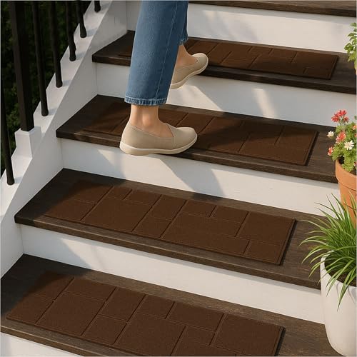 4 Pack 24”x10” Fake Cobblestone Rubber Stair Treads