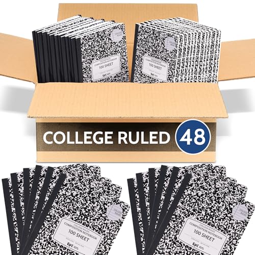 48 Pack EPI College Ruled Composition Notebook Black (48 Count)