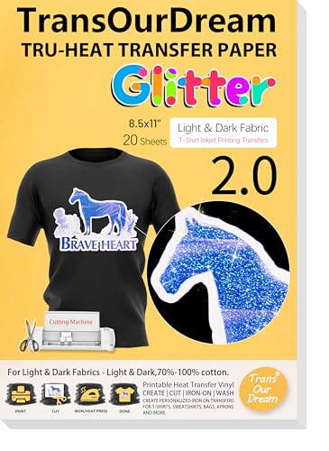 Glitter 2.0 Heat Transfer Paper for Inkjet Printer (20 Count)