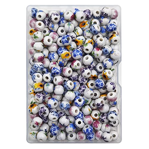 180 Pieces Porcelain Beads Chinese Round Ceramic Beads 8mm (180 Count)