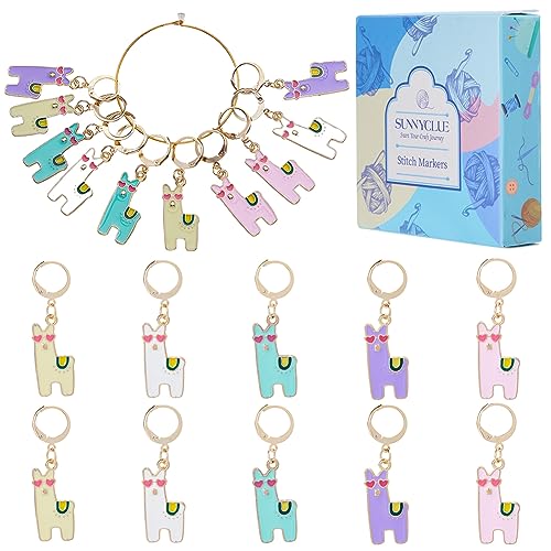 1 Box 20pcs Crochet Knitting Markers Stitch Charms Alpaca Cute Animals Locking Stitch Charm Crochet Knitting Markers for Weaving Sewing Needleworks DIY Crafts (20 Count)