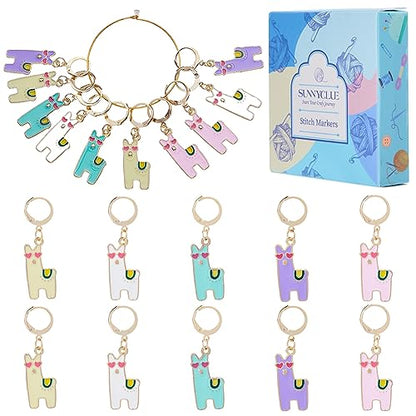 1 Box 20pcs Crochet Knitting Markers Stitch Charms Alpaca Cute Animals Locking Stitch Charm Crochet Knitting Markers for Weaving Sewing Needleworks DIY Crafts (20 Count)