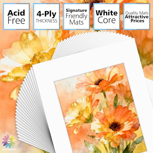 Mat Board Center 50 Pack 11x14 Picture Mat for 8x10 Photo White (50 Count)